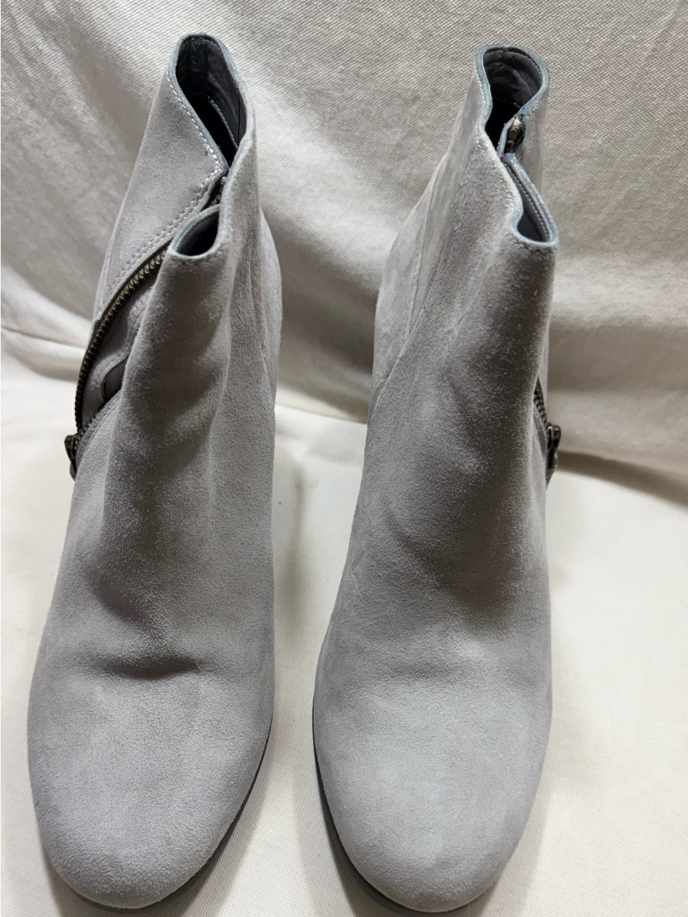 Cole Haan Light Gray Suede Ankle Booties with Side Zip
